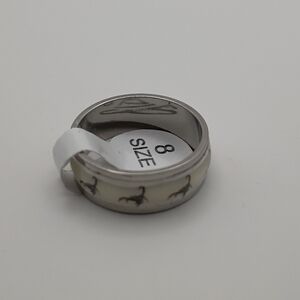 Mens Stainless Steel Scorpion Ring Cream Inlay Silver Band Biker Punk Size 8